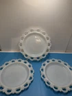 Three Vintage Anchor Hocking Colony Milk Glass Lace Edge Plates 8.25”