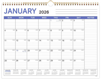 Calendar 2026 - Wall Calendar Runs Jan 2026 to Dec 2026-12 Months Calendar Plann