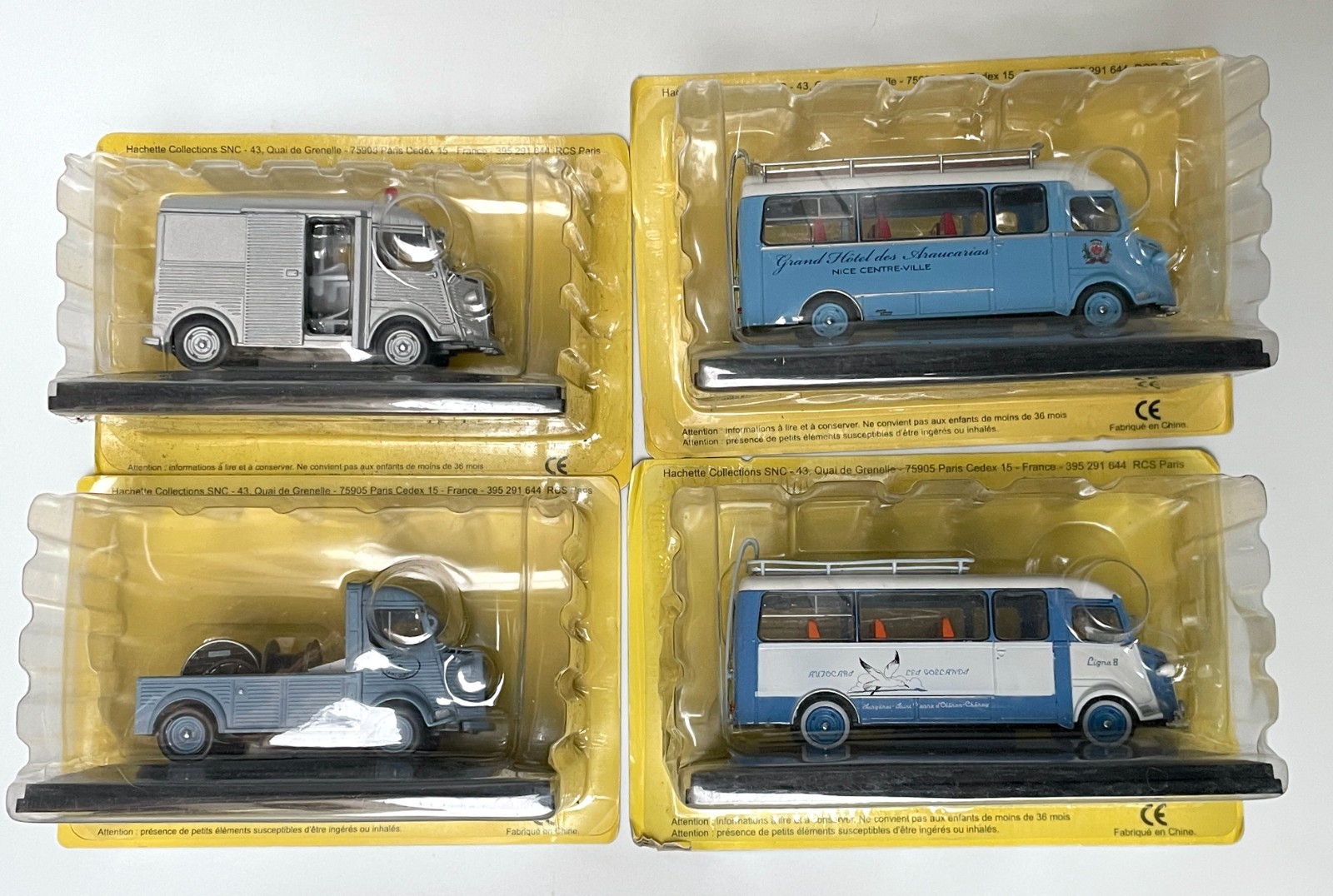 Lot de 4 miniatures Citroën Type H 1/43 Eligor Hachette neuves en boîte