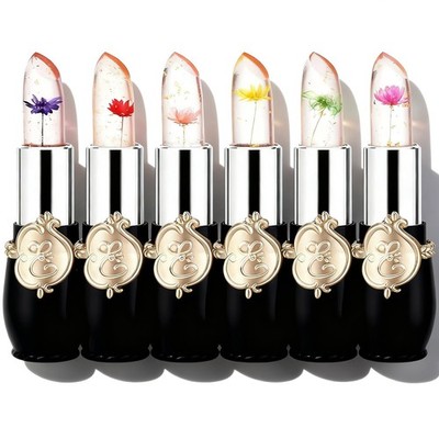 Pack of 6 Crystal Flower Jelly Lipstick, Long Lasting Nutritious Lip Balm Lip...