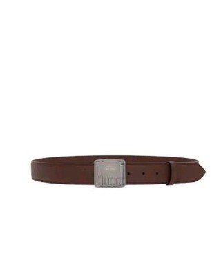 GUCCI Logo Plaque Brown Pebbled Leather 90/36 - Fits US 30/32 NEW