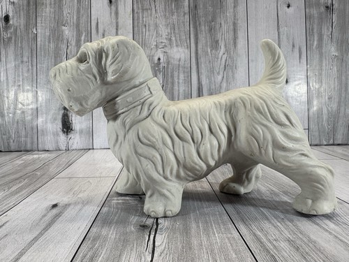 Vintage Terrier Dog Figurine White Bisque Mold to Paint 4.5" T x 6" L Japan - Picture 5 of 13