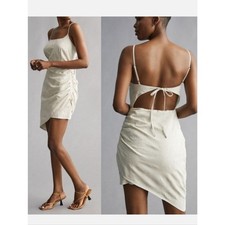 Flat White Anthropologie Beige Spaghetti Strap Open Back Dress Xsmall