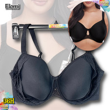NWT Elomi Women's 36H Full Figure Charley Molded Spacer T-shirt Bra EL4383 Black