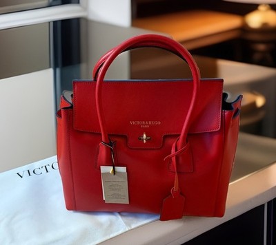 Victor&Hugo Paris Handtasche Jane, Rot Leder 40x30 Neu!