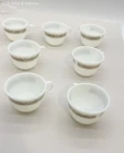 Pyrex Woodland Brown 7 Piece Coffee Mug Cup Set Vintage Milk Glass