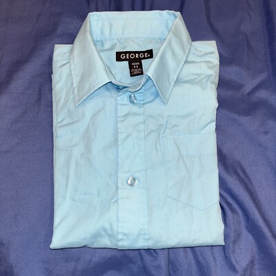 George Turquoise baby blue Dress Shirt size XS 4-5 long sleeves formal |  eBay