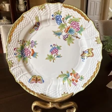 Herend Queen Victoria Green Border 11 Dinner Plate 1527/VBO -MINT-4 Available