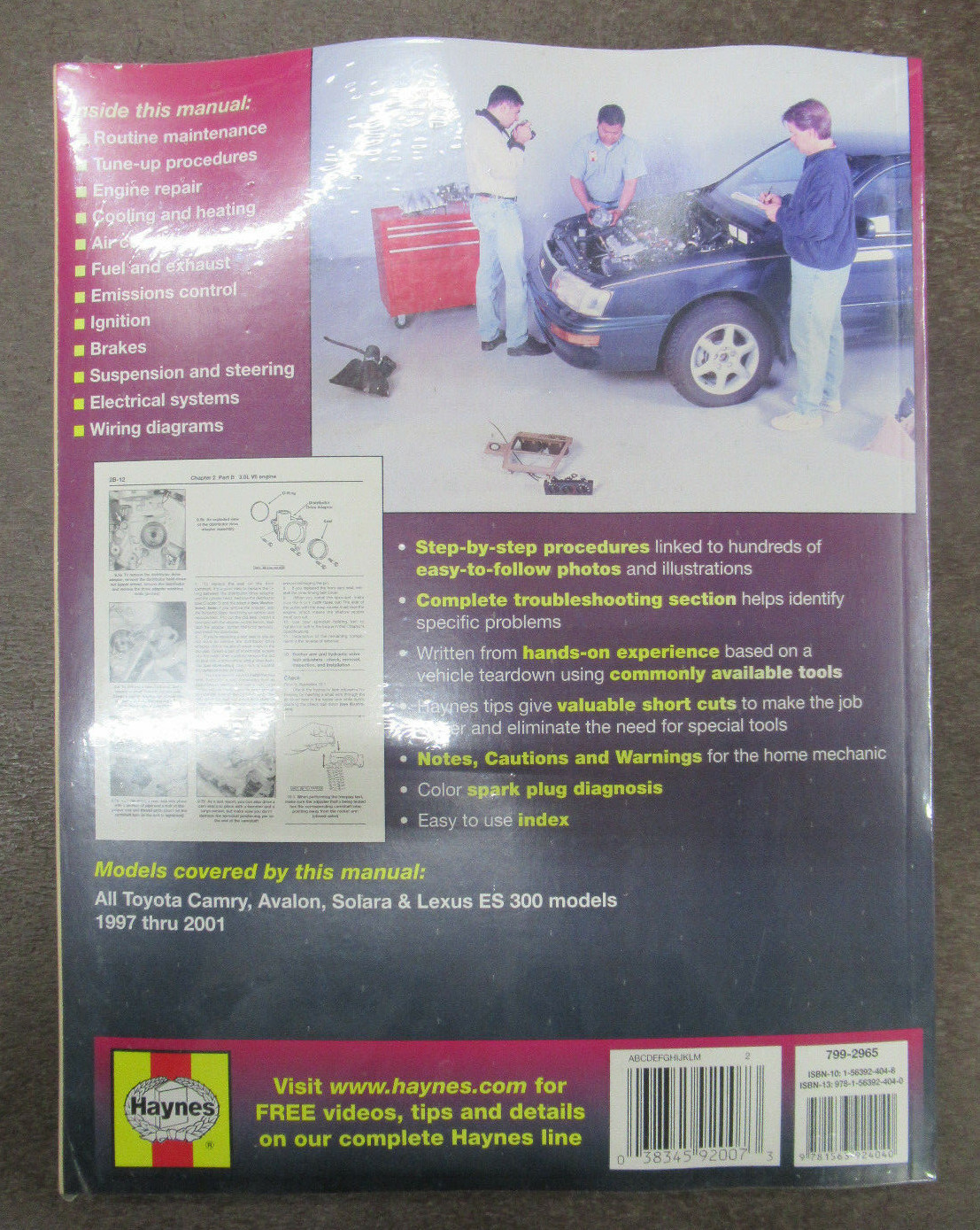 Haynes 92007 Repair Manual Toyota Camry 1997 - 2001 Avalon Solara Lexus ES  300 | eBay