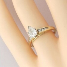 1.71CT Pear Shape Diamond Lab-Created Engagement Wedding Ring 14K Yellow Gold FN