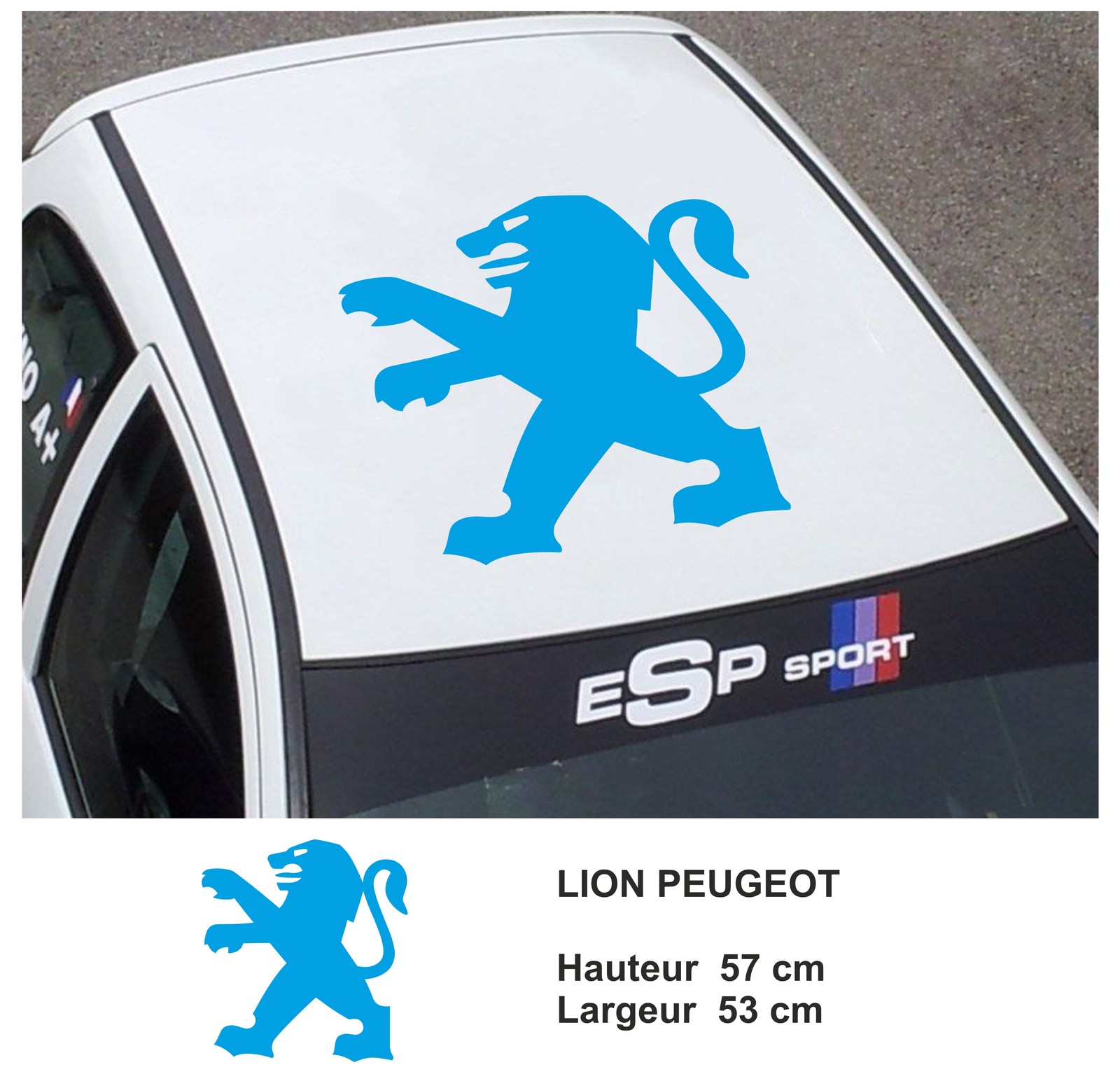 Adhésif lion Peugeot petit modèle pour carrosserie - Sticker logo auto rétro noir