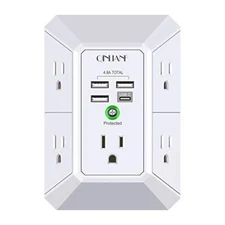 Wall Charger, Surge Protector, QINLIANF 5 Outlet Extender with 4 USB Charging 