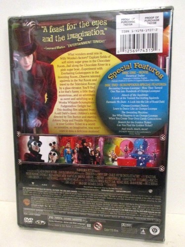 CHARLIE & THE CHOCOLATE FACTORY 2 DISC DVD SET FACTORY SEALED JOHNNY DEPP 2005 - Picture 2 of 2