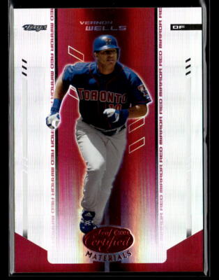 Vernon Wells #'d /100 - 2004 Leaf Certified Materials Mirror Red SP Blue Jays