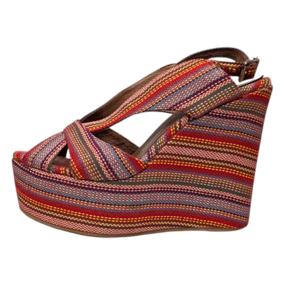 Jeffrey Campbell Ibiza Mariel Platform Sandals Womens Multicolor 5" Wedge Sz 7.5 - Image 4 of 4