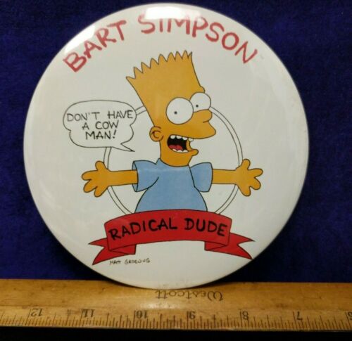 Vintage Sad BART SIMPSON Bummed Out Pin Enamel Pin Pinback 