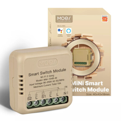 MOES WiFi Tuya Smart Light Switch Relay Module 3-Way 10A Alexa Google APP Timer