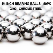 1/4 Inch Chrome Steel Bearing Balls - 50 pack - G100 - 52100 Chrome Steel