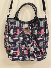 Lulu By Lulu Guinness Blue Pink White London Purse Tote With Smaller Bag Inside