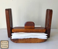 Unique Handcrafted Farmhouse Rustic Cottage Wooden Napkin Holder + Hold Down Bar