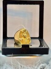 Egyptian Revival Pharaoh  s Ring Chunky Golden King Tut  s Profile Designer