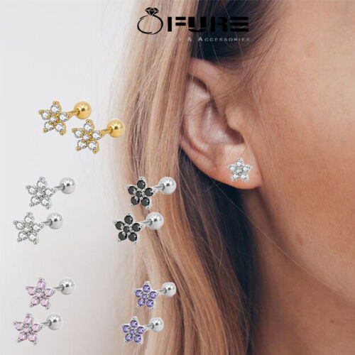 Cz Cartilage Stud Earrings Upper Lobe Helix Tragus Piercing Surgical Steel  1Pcs | Ebay