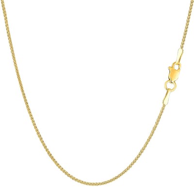MCS Jewelry 14 Karat Yellow OR White Solid Gold Round Wheat Chain Necklace 1.0mm