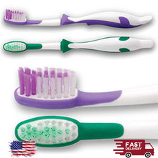 Child Toothbrushes Soft Flat-Trimmed Bristles Reach-Around Tip Non-Slip Handle