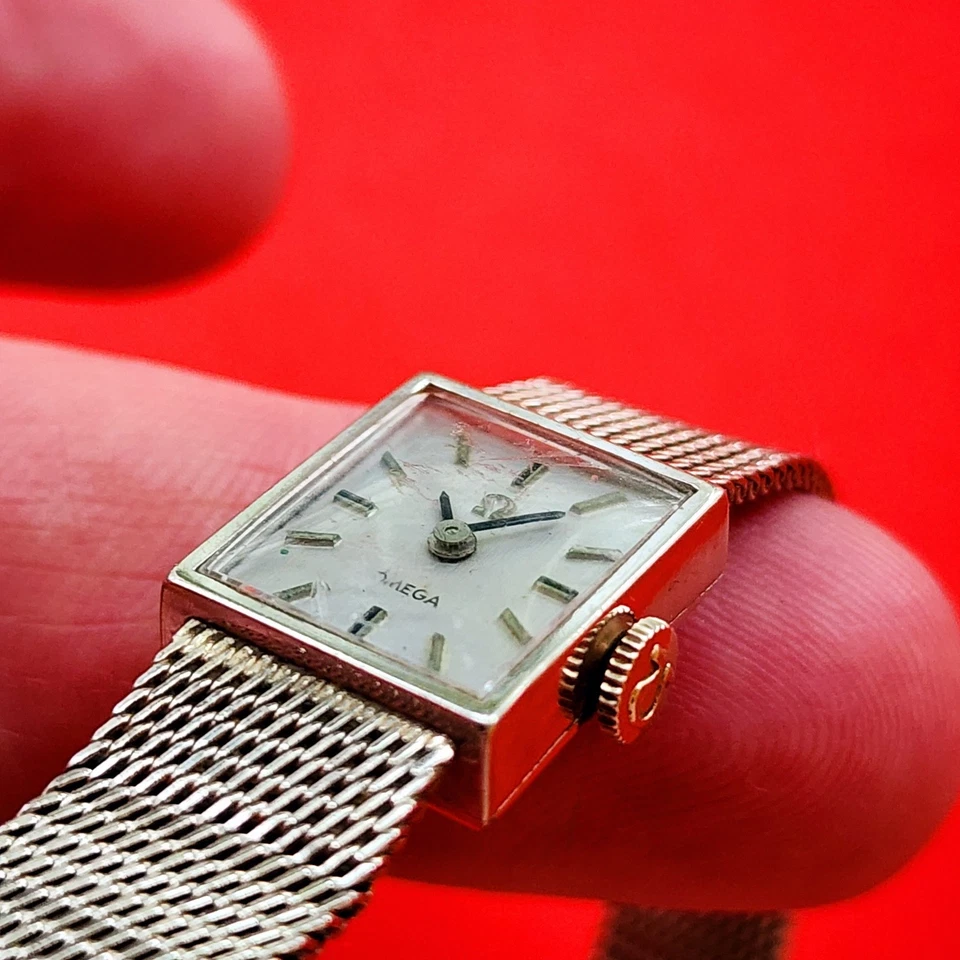 Omega Ladies Tank Watch H5326 Cal 1100 Bracelet White 10KT Gold Filled Repair - Image 3 of 4