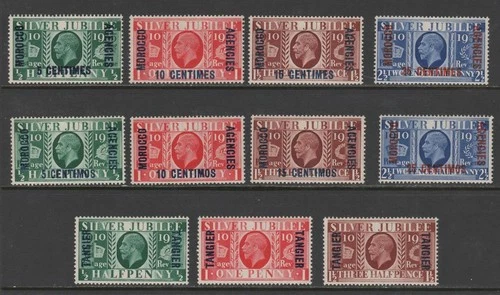 GB Offices in Morocco 1935 Jubilee, 3 Different MNH VF Sets CV $45.95