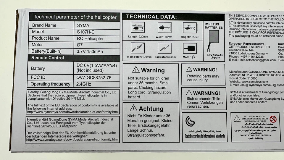 Syma S107H-E RC Helicóptero 2.4-GHz 3.5 Canales Función Hover con Controlador Rojo Foto 4 de 4