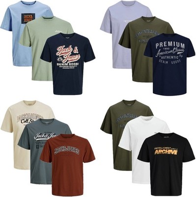Jack Jones Herren Plus Big Size Übergröße T-Shirt 3er Pack 3 XL 4 XL 5XL 6XL 7XL