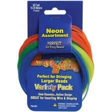 Pepperell Braiding Pony Bead Lacing Variety Pack 60'-Neon Colors - PBL603