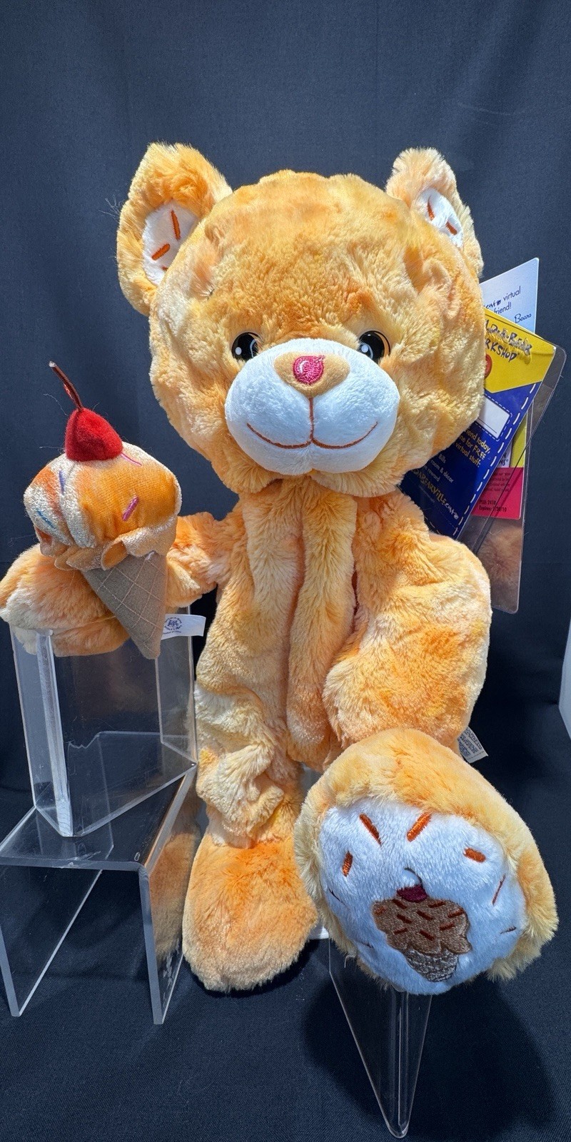 Rare UNWT Build-A-Bear Orange Sherbet Baskin-Robbins Ice Cream Bear LTE 2010