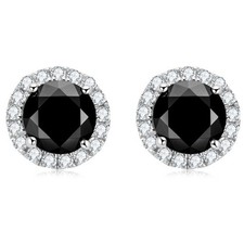 Black Moissanite 925 Sterling Silver D Color VVS GRA Certified Studs Earrings