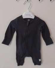 F&F Sleepsuit Babygrow/ Romper Newborn Baby Boys Blue Footless Zip Long Sleeve