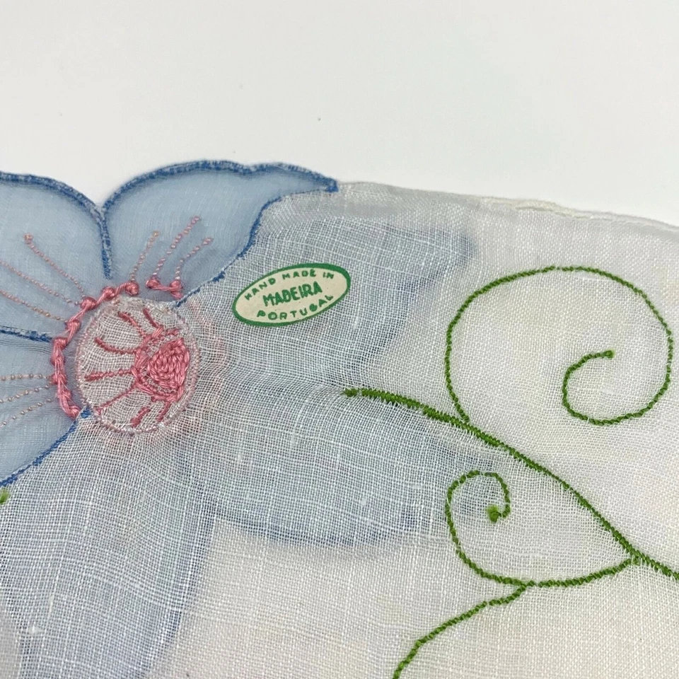 Pañuelo Floral Something Blue Brides Boda Cottagecore Vintage Madeira 3D Foto 2 de 4