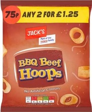 Jack's BBQ Beef Hoops 18 X 60g/Full Case/Fast Moving/Party Packs/
