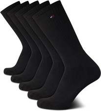 Tommy Hilfiger Cushion Crew Socks Black Size 7-12 5pk NWT B23