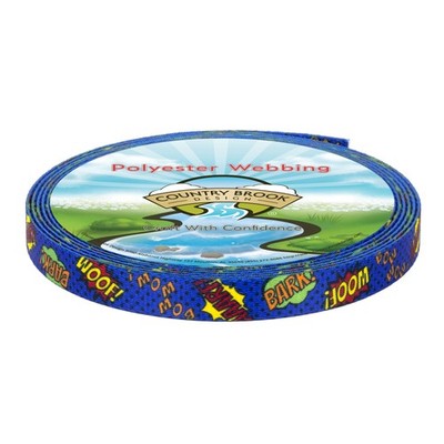 Country Brook Design  1/2 Inch Blue Super Dog Polyester Webbing, 10 Yards