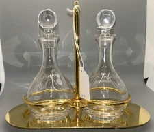 Art Deco Oil And Vinegar Set Gold Plated Italy