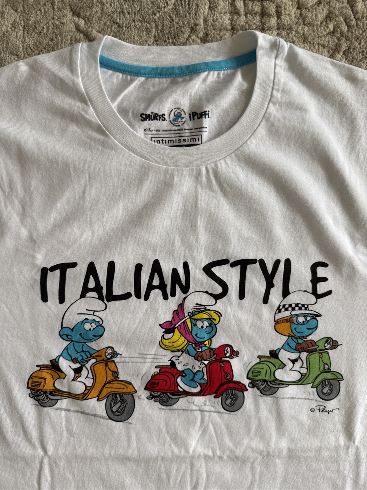 Intimissimi Uomo The Smurfs Italian Style White T-shirt Short Sleeve Men's M NWT