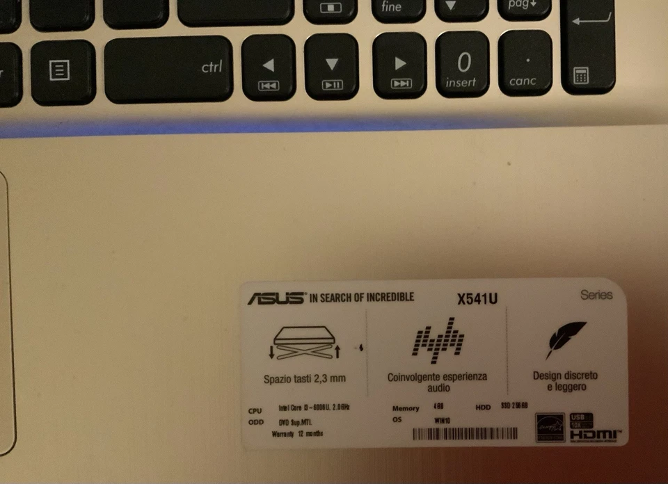 computer portatile usato Asus - Immagine 4 di 4