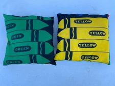 Lot Of 2 Vintage CRAYOLA CRAYON PILLOW KIDS Fun Rare