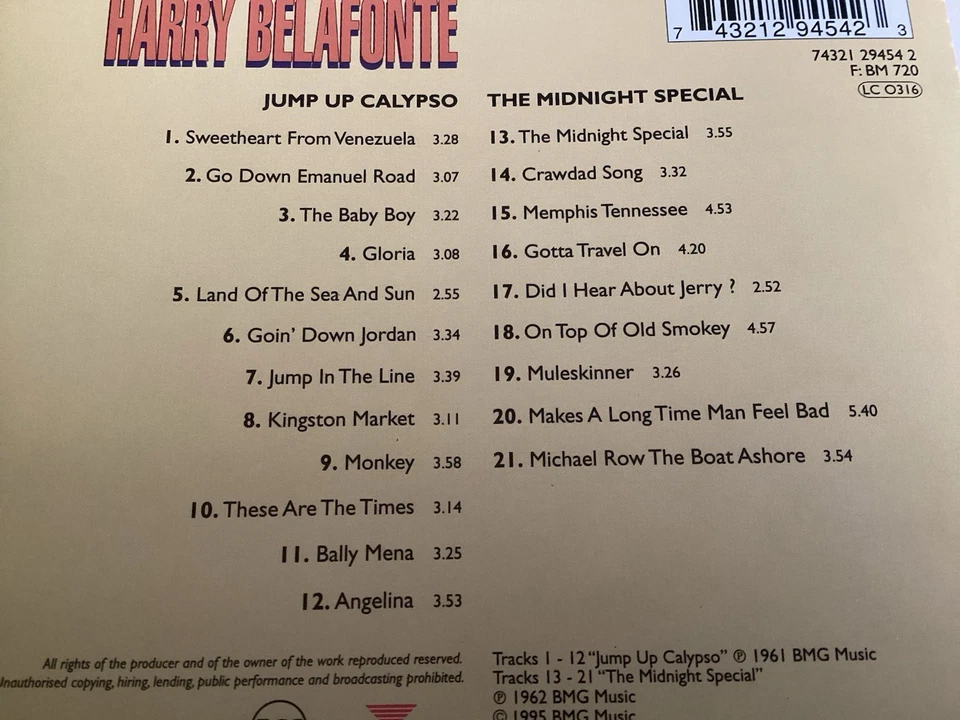 Harry Belafonte,CD,Jump Of Calypso/The Midnight Special - Bild 2 von 2