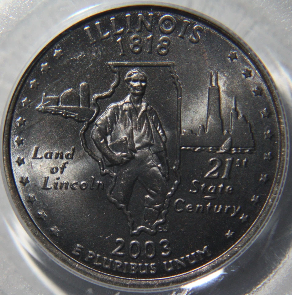 2003P IL Quarter PCGS MS64 Mint Error Improperly Annealed Plan Sintered Planchet - Image 3 of 4