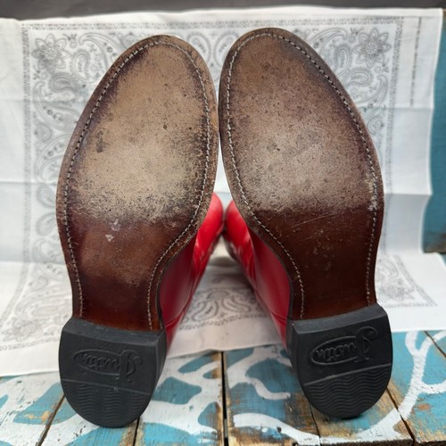 Botas estilo occidental de cuero rojo Justin L3055 vintage 1995 para mujer talla 5B usadas en excelente estado EE. UU. - Imagen 19 de 20