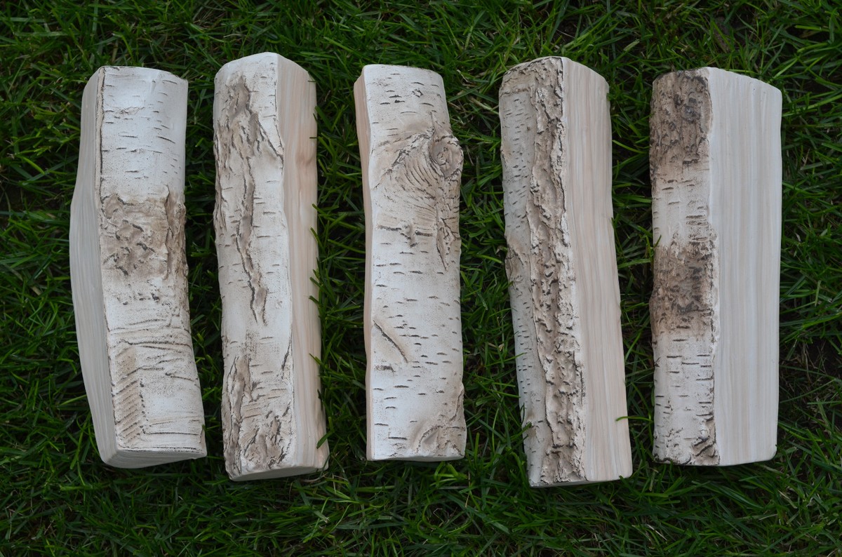 Big Ceramic Logs birch-tree 5pcs hand made for bio ethanol, gas fireplaces  | eBay