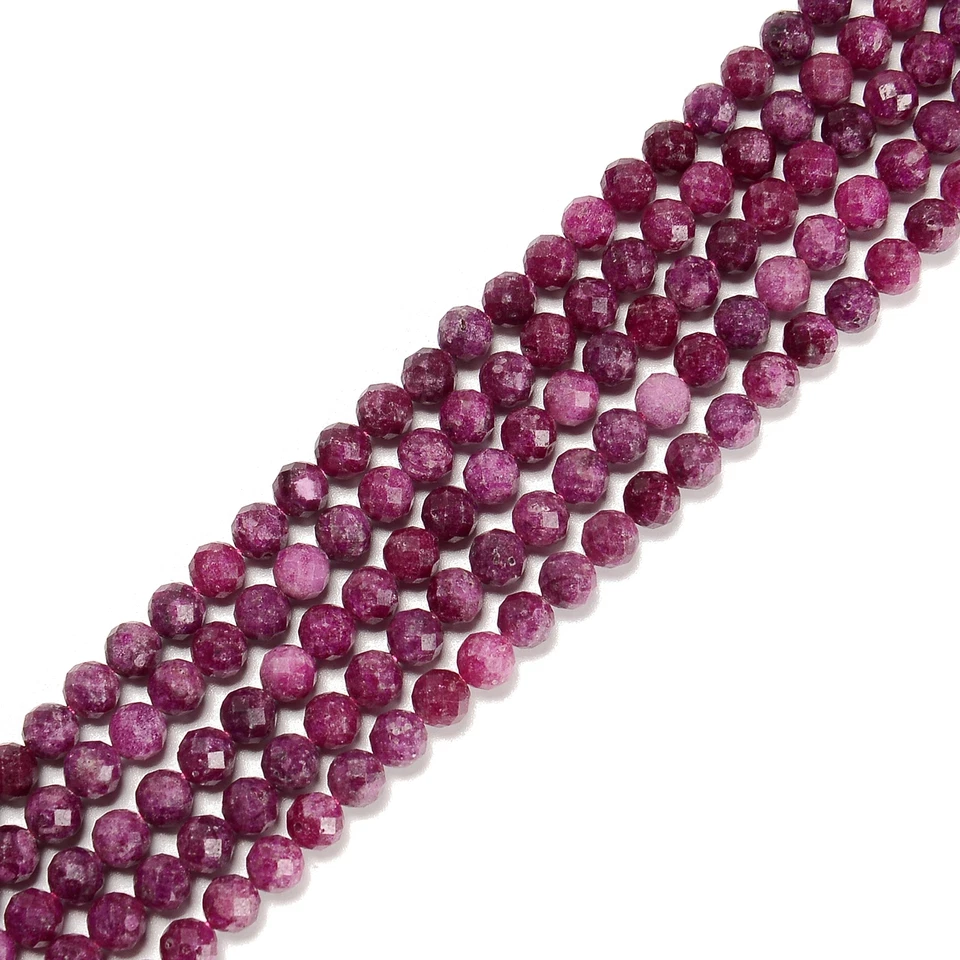 Natural Ruby Faceted Round Beads Size 3mm 4mm 5mm 6mm 15.5'' Strand - Image 4 of 4