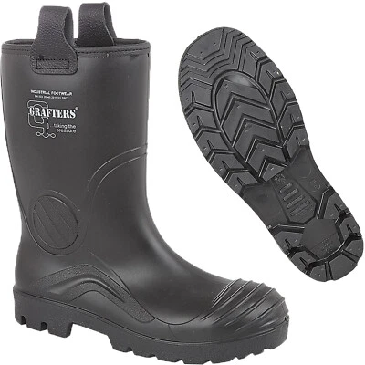 Grafters Waterproof Rigger Safety Boot Fur Lined Steel Toe Cap Work Wellies Shoe